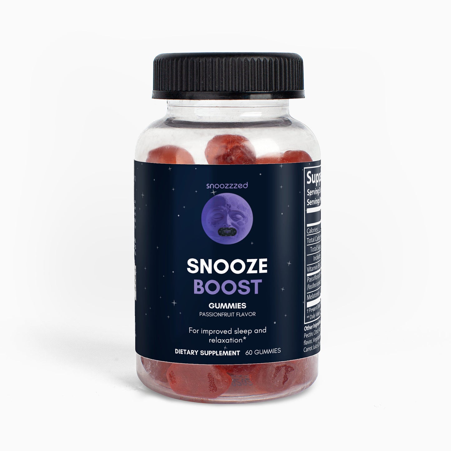Snoozzzed Snooze Boost Melatonin Gummies (60 Count) - Passion Fruit Sleep Supplement Flavored for Sleeping Longer and Deeper Healthcare Dietary