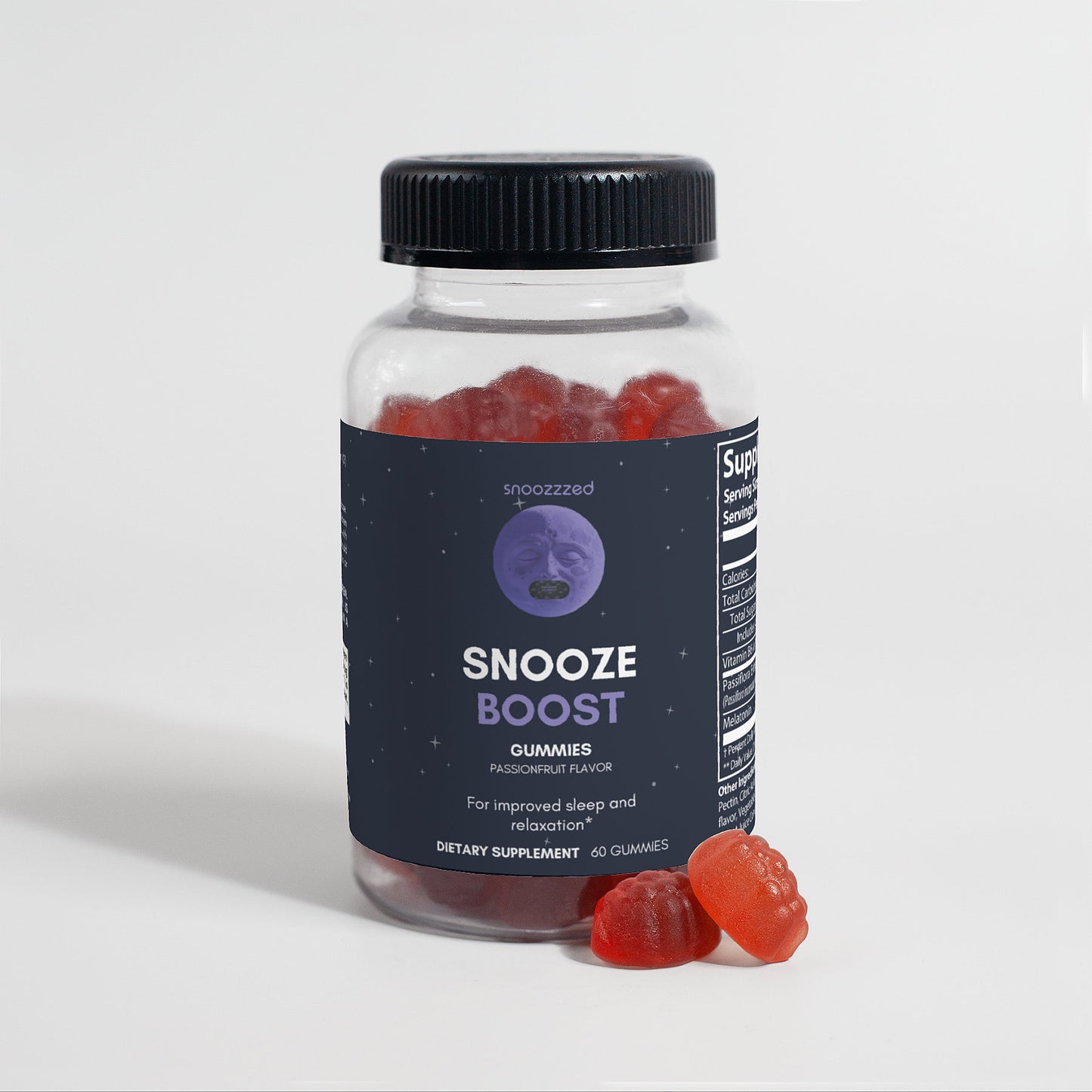Snoozzzed Snooze Boost Melatonin Gummies (60 Count) - Passion Fruit Sleep Supplement Flavored for Sleeping Longer and Deeper Healthcare Dietary